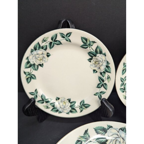 Vntg Homer Laughlin Eggshell Nautilus White Rose 1 Saucer 1 Bread Plate 1 Bowl - Picture 1 of 10